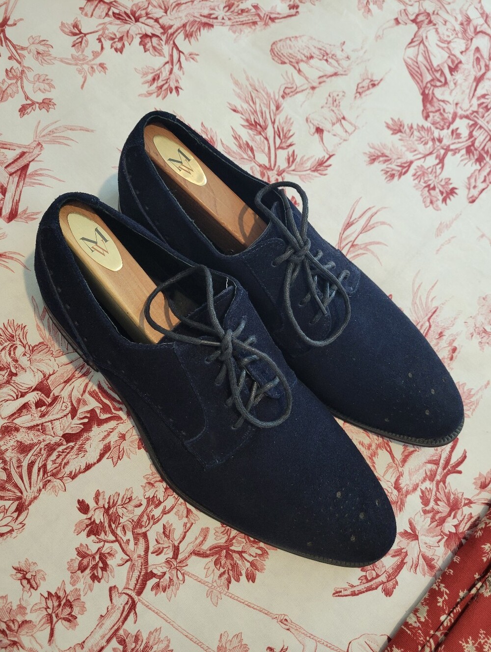 NWOT Stacy Adams Men's Navy Suede Derby Oxfords Shoes Sz 10M